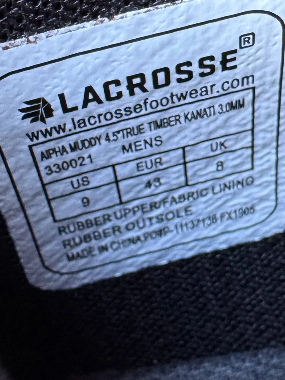 LaCrosse Camo Alpha Muddy 4.5